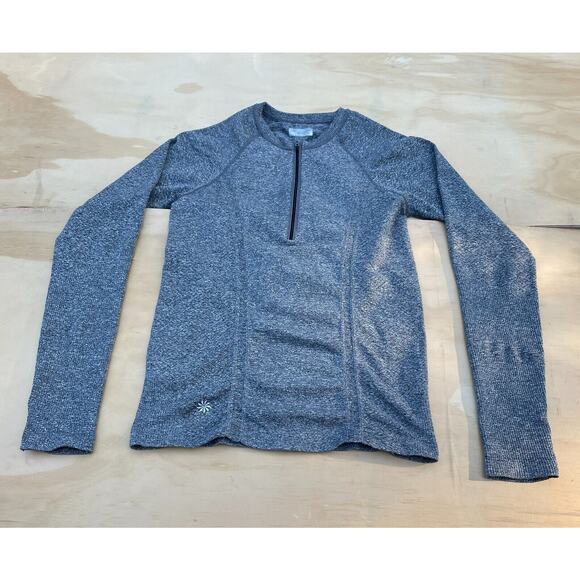 Athleta Men's Heather Gray Quarter Zip Long Sleeves Sweatshirt, Size M - Picture 1 of 6